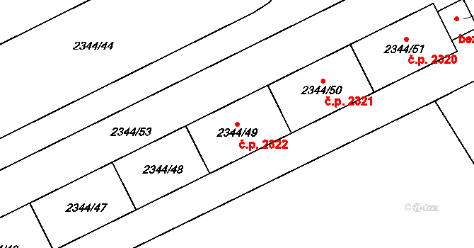 Předměstí 2322, Opava na parcele st. 2344/49 v KÚ Opava-Předměstí, Katastrální mapa