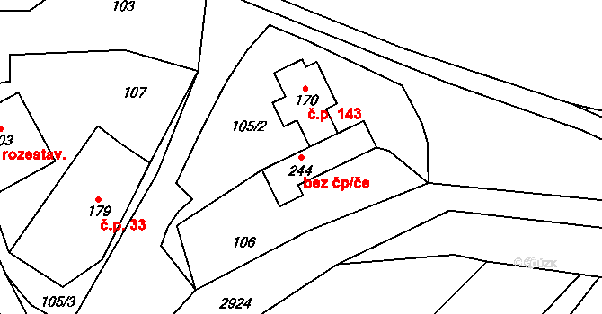 Křivsoudov 45387885 na parcele st. 244 v KÚ Křivsoudov, Katastrální mapa