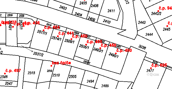 Nivnice 455 na parcele st. 2506/1 v KÚ Nivnice, Katastrální mapa