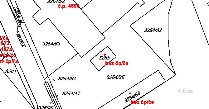 Chomutov 5977 na parcele st. 3255 v KÚ Chomutov I, Katastrální mapa
