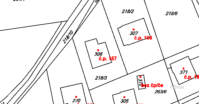 Prosetín 157 na parcele st. 306 v KÚ Prosetín u Hlinska, Katastrální mapa