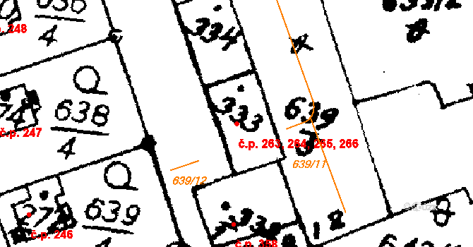 Hrochův Týnec 263,264,265,266 na parcele st. 333 v KÚ Hrochův Týnec, Katastrální mapa