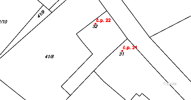 Řepín 22 na parcele st. 32 v KÚ Řepín, Katastrální mapa