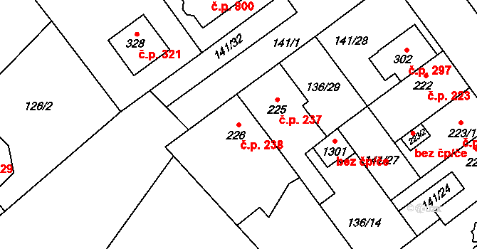 Studánka 238, Pardubice na parcele st. 226 v KÚ Studánka, Katastrální mapa