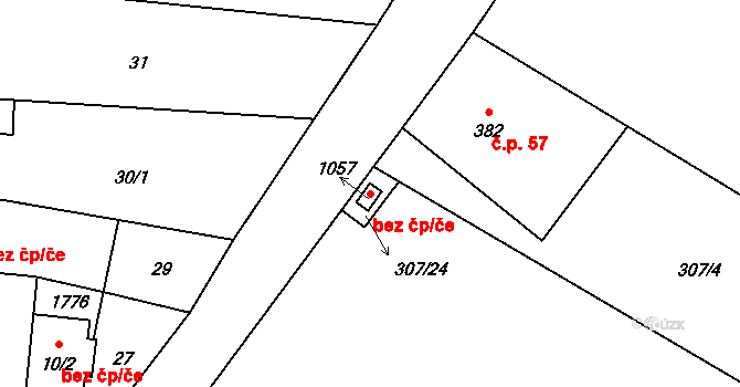 Nová Včelnice 80906885 na parcele st. 1057 v KÚ Nová Včelnice, Katastrální mapa