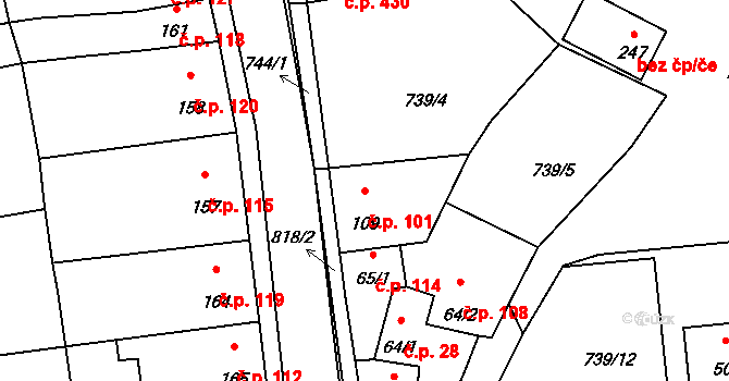 Cítoliby 101 na parcele st. 109 v KÚ Cítoliby, Katastrální mapa