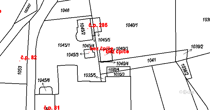 Sobotín 100347886 na parcele st. 1040/3 v KÚ Sobotín, Katastrální mapa