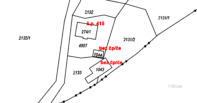 Kunžak 100521886 na parcele st. 1044 v KÚ Kunžak, Katastrální mapa