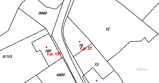 Dobrotice 27, Holešov na parcele st. 16 v KÚ Dobrotice, Katastrální mapa