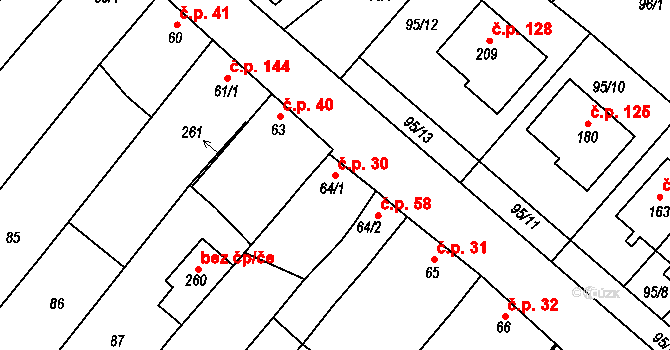 Količín 30, Holešov na parcele st. 64/1 v KÚ Količín, Katastrální mapa