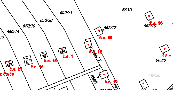 Přerov IV-Kozlovice 12, Přerov na parcele st. 657/2 v KÚ Kozlovice u Přerova, Katastrální mapa