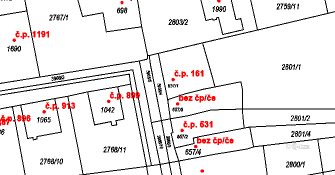 Lipník nad Bečvou I-Město 161, Lipník nad Bečvou na parcele st. 657/1 v KÚ Lipník nad Bečvou, Katastrální mapa
