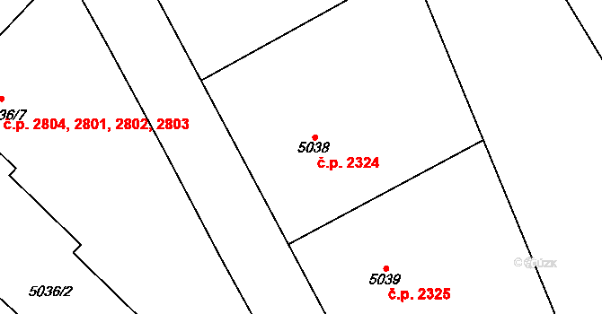 Jihlava 2324 na parcele st. 5038 v KÚ Jihlava, Katastrální mapa