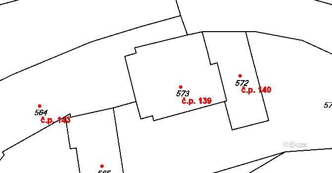 Třeboň I 139, Třeboň na parcele st. 573 v KÚ Třeboň, Katastrální mapa