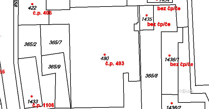 Úpice 493 na parcele st. 490 v KÚ Úpice, Katastrální mapa