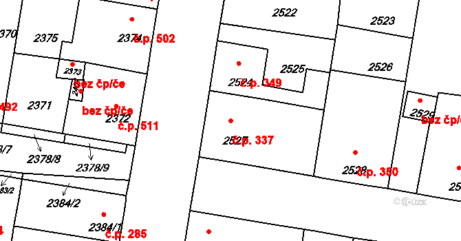 Mimoň I 337, Mimoň na parcele st. 2527/1 v KÚ Mimoň, Katastrální mapa