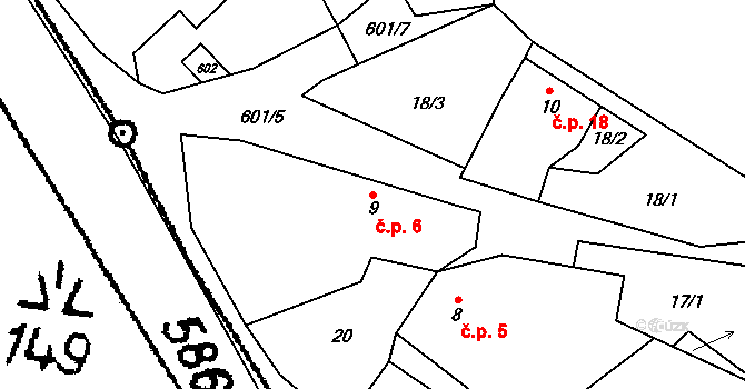Rašovice 6, Hlasivo na parcele st. 9 v KÚ Rašovice u Hlasiva, Katastrální mapa
