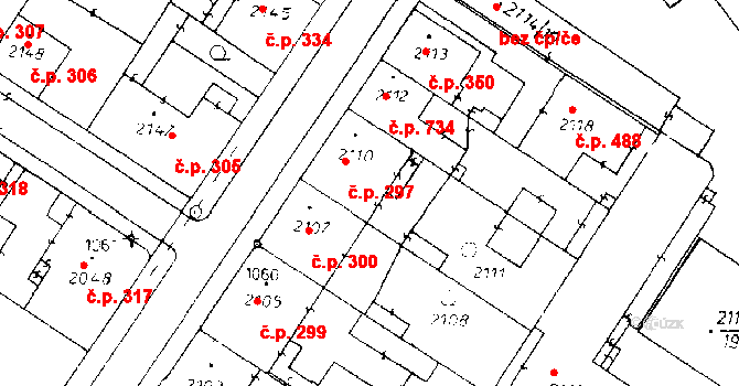 Poděbrady III 297, Poděbrady na parcele st. 2110 v KÚ Poděbrady, Katastrální mapa