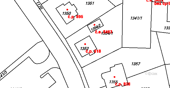 Kadaň 818 na parcele st. 1352 v KÚ Kadaň, Katastrální mapa