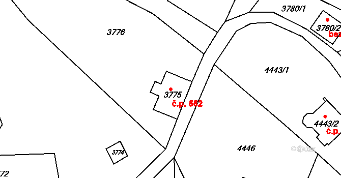 Smržovka 552 na parcele st. 3775 v KÚ Smržovka, Katastrální mapa