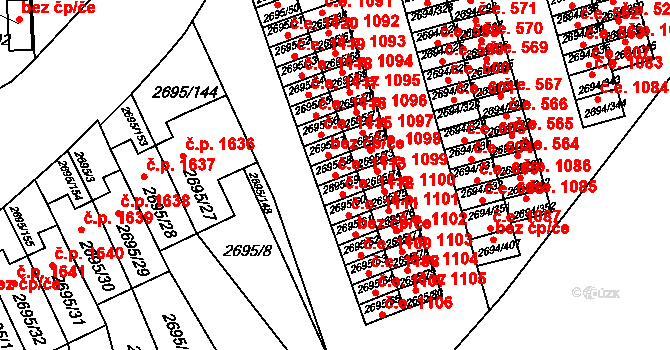 Pelhřimov 1113 na parcele st. 2695/58 v KÚ Pelhřimov, Katastrální mapa