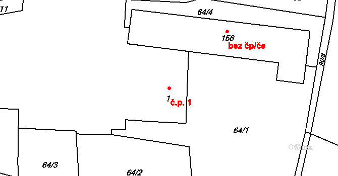Okrouhlé Hradiště 1, Konstantinovy Lázně na parcele st. 1 v KÚ Okrouhlé Hradiště, Katastrální mapa