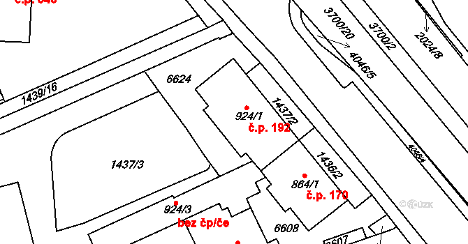Klatovy III 192, Klatovy na parcele st. 924/1 v KÚ Klatovy, Katastrální mapa