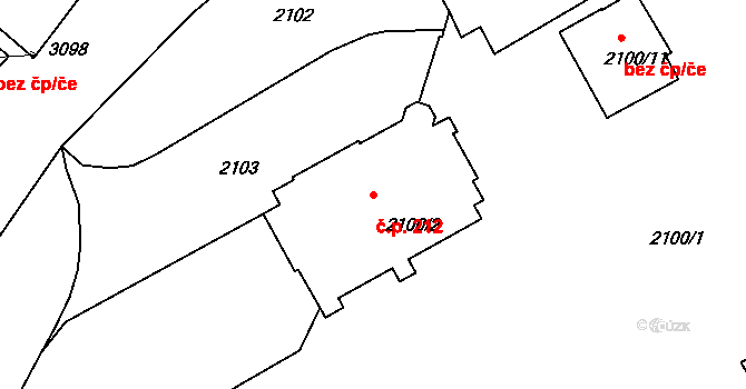 Braník 212, Praha na parcele st. 2100/2 v KÚ Braník, Katastrální mapa