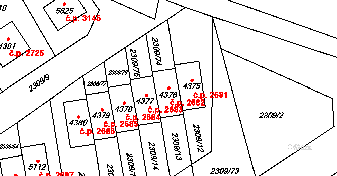 Dvůr Králové nad Labem 2682 na parcele st. 4376 v KÚ Dvůr Králové nad Labem, Katastrální mapa