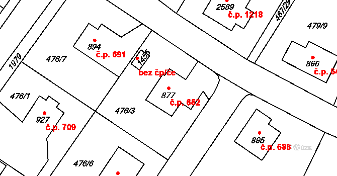 Vrchlabí 652 na parcele st. 877 v KÚ Vrchlabí, Katastrální mapa