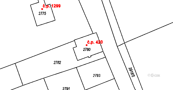 Rumburk 1 420, Rumburk na parcele st. 2780 v KÚ Rumburk, Katastrální mapa