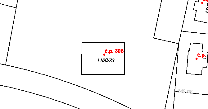 Neveklov 305 na parcele st. 1160/23 v KÚ Neveklov, Katastrální mapa