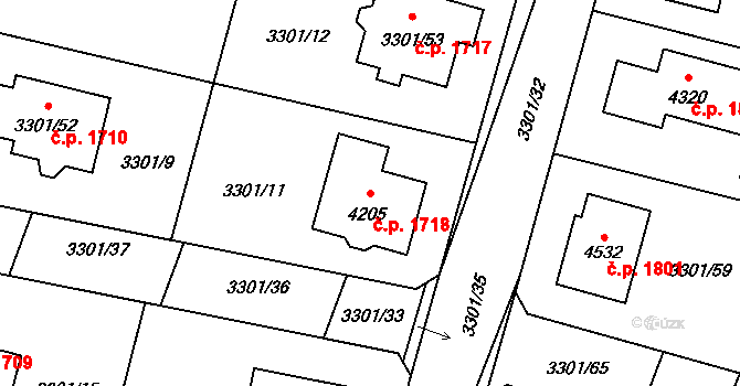 Čelákovice 1718 na parcele st. 4205 v KÚ Čelákovice, Katastrální mapa