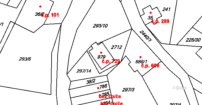 Lučany nad Nisou 729 na parcele st. 979 v KÚ Lučany nad Nisou, Katastrální mapa