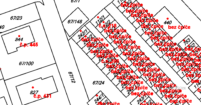 Meziboří 396 na parcele st. 242/5 v KÚ Meziboří u Litvínova, Katastrální mapa