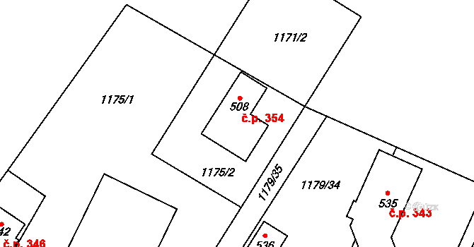 Drmoul 354 na parcele st. 508 v KÚ Drmoul, Katastrální mapa