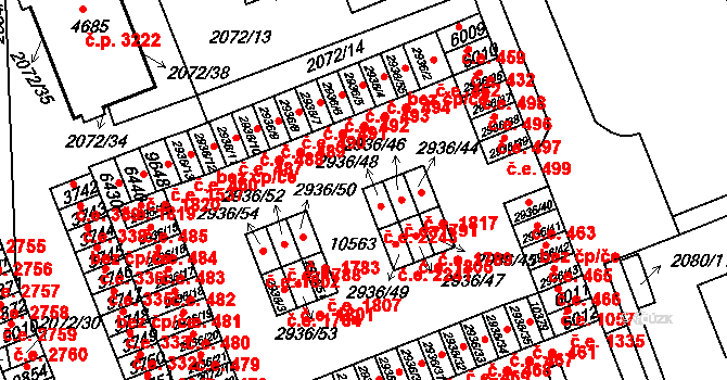 Hodonín 2243 na parcele st. 2936/48 v KÚ Hodonín, Katastrální mapa