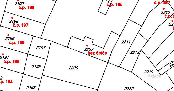 Příbram III 165, Příbram na parcele st. 2207 v KÚ Příbram, Katastrální mapa