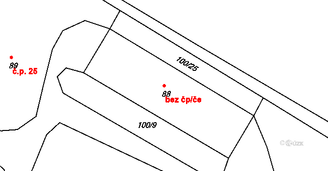 Bečov 42601886 na parcele st. 88 v KÚ Zaječice u Bečova, Katastrální mapa