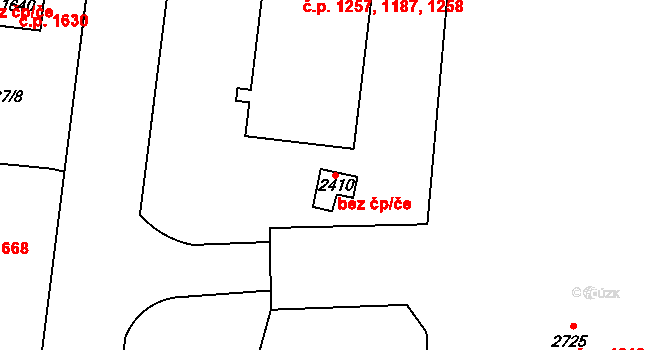 Cheb 43133886 na parcele st. 2410 v KÚ Cheb, Katastrální mapa