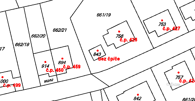 Vlachovo Březí 43619886 na parcele st. 843 v KÚ Vlachovo Březí, Katastrální mapa