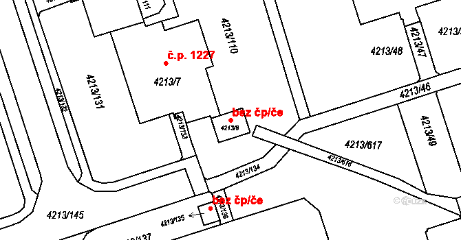 Orlová 43949886 na parcele st. 4213/8 v KÚ Horní Lutyně, Katastrální mapa