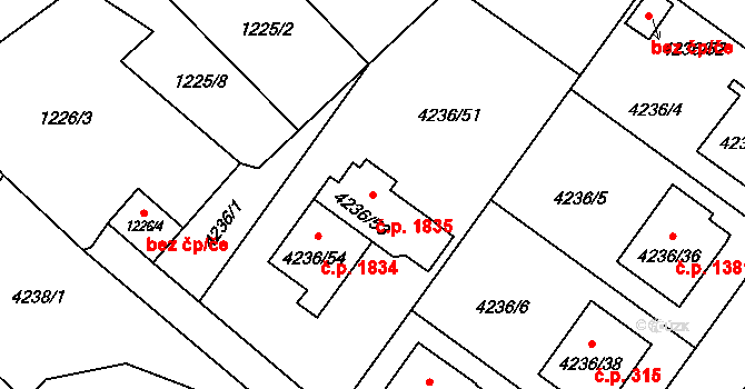Hlučín 1835 na parcele st. 4236/53 v KÚ Hlučín, Katastrální mapa