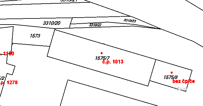 Hluk 1013 na parcele st. 1575/7 v KÚ Hluk, Katastrální mapa