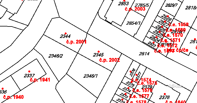 Most 2002 na parcele st. 2345 v KÚ Most II, Katastrální mapa