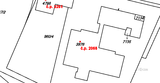 Budějovické Předměstí 2068, Písek na parcele st. 3976 v KÚ Písek, Katastrální mapa