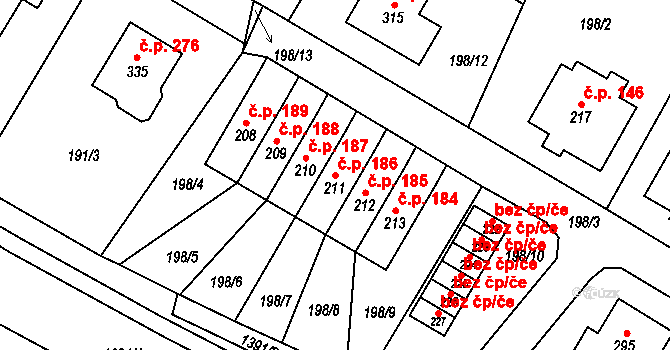 Horní Libchavy 186, Libchavy na parcele st. 211 v KÚ Horní Libchavy, Katastrální mapa