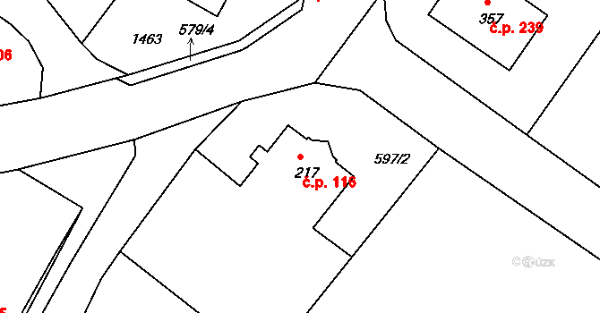 Kunčice 116, Letohrad na parcele st. 217 v KÚ Kunčice u Letohradu, Katastrální mapa