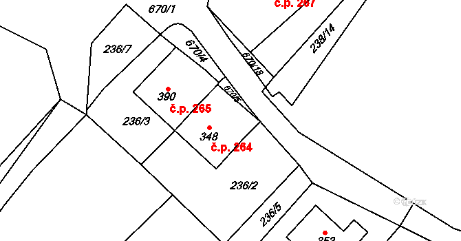 Teplice nad Metují 264 na parcele st. 348 v KÚ Teplice nad Metují, Katastrální mapa