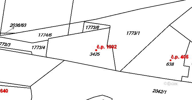 Náchod 1992 na parcele st. 3425 v KÚ Náchod, Katastrální mapa